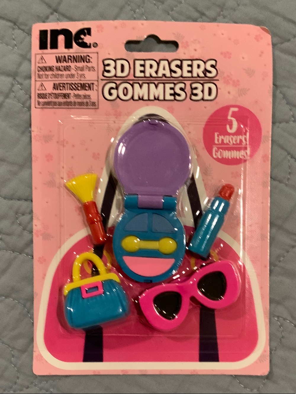 INC International Concepts 3D Novelty Eraser Set - Pink, Blue, Purple, Yellow